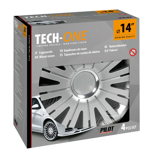 Pilot Copricerchi auto 4 pz - verniciati Tech-One Active Silver -  14" - Image 2