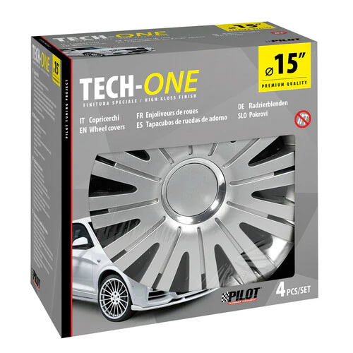 Pilot Copricerchi auto 4 pz - verniciati Tech-One Active Silver - 15" - Image 2
