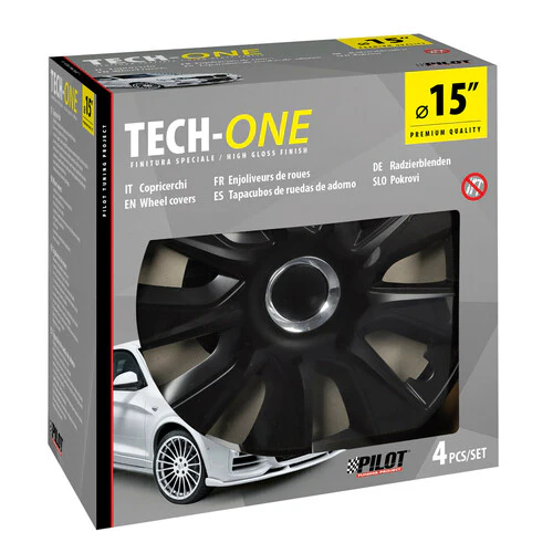 Pilot Copricerchi auto 4 pz - verniciati Tech-One Stratos RC Black -  15" - Image 2