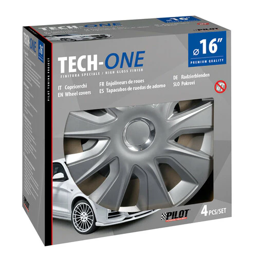 Pilot Copricerchi auto 4 pz - verniciati Tech-One Stratos RC Silver -  16" - Image 2