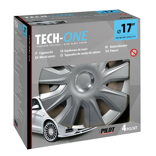 Pilot Copricerchi auto 4 pz - verniciati Tech-One Stratos RC Silver -  17" - Image 2