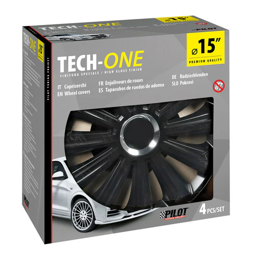 Pilot Copricerchi auto 4 pz - verniciati Tech-One Trend Black -  15" - Image 2