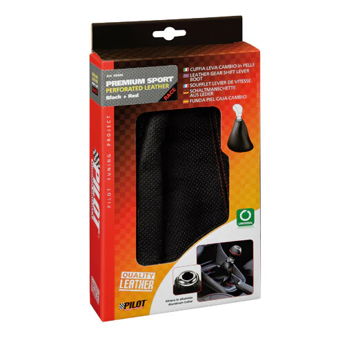 Pilot Premium Sport, cuffia leva cambio in pelle perforata - Nero/Rosso - Image 3
