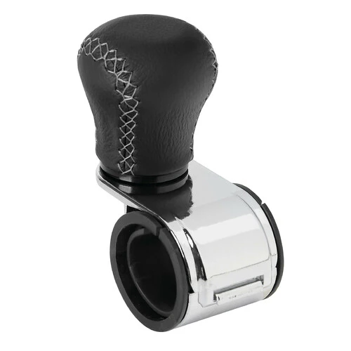 Pilot Revolve, pomello volante in pelle con cuciture silver, staffa cromata