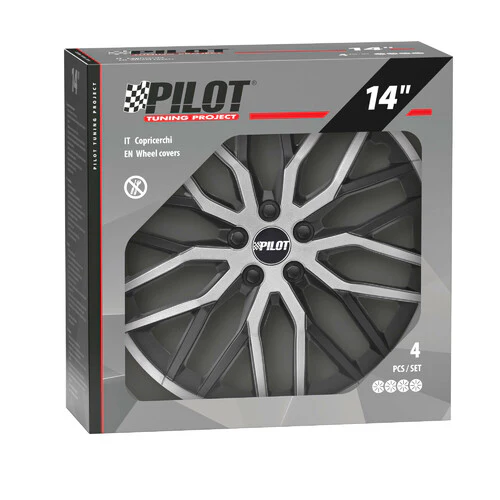 Pilot Speedster - Set 4 copricerchi - 14" - Nero/Argento - Image 3