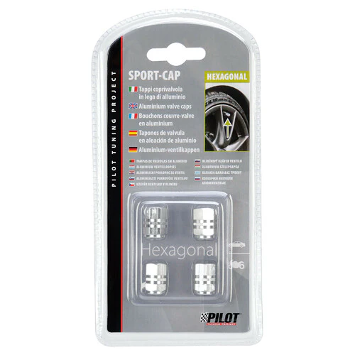 Pilot Sport-Cap Hexagonal, set 4 tappi coprivalvola - Alluminio - Image 3