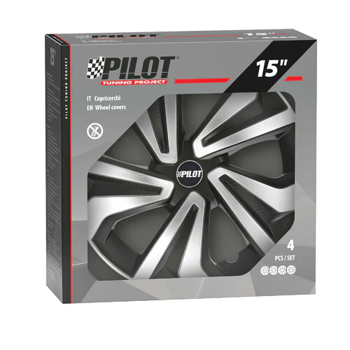 Pilot Vortexx - Set 4 copricerchi - 15" - Nero/Argento - Image 3