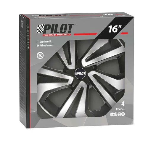 Pilot Vortexx - Set 4 copricerchi - 16" - Nero/Argento - Image 3