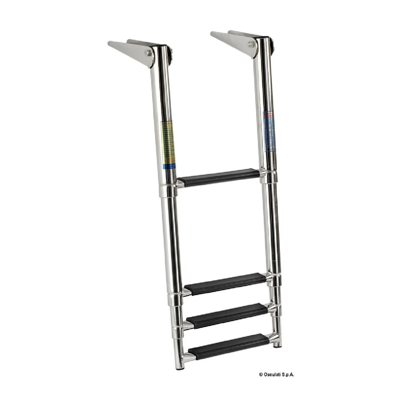 Scaletta Telescopica Inox 3 Gradini Neri Osculati 49.541.53/54/55 - Image 2